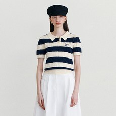 로라로라 여성용 HALF SLEEVE BOARDER KNIT