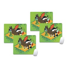 애니멀 패밀리 피크닉 마우스패드 20 x 24 cm, 03, 4개