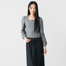  미쏘 여성용 스퀘어넥 집업 블라우스 