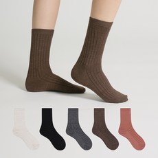 삭스탑 여성용 아웃도어 메리노울 골지 장목 양말 5족 세트