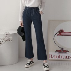패션풀 여성용 핀턱 프린지 부츠컷 데님 팬츠 28699
