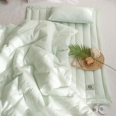 루나슬립 프리미엄 오가닉 순면 선염 낮잠이불 풀세트, 민트