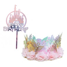 Market Sensation Princess Tiara 生日頭帶蛋糕裝飾套組 4 型, 隨機發貨, 1套