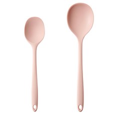 Easy Sili矽膠炒菜勺 31.5cm+多功能湯匙 28cm組, 1組, 淺粉色
