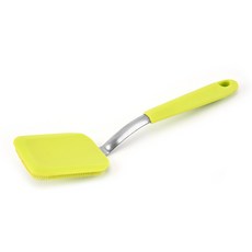 퀵살림 주방 실리콘 청소 핸들 냄비 세척 브러쉬, 01 초록, 1개