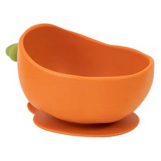 PiYOPiYO 黃色小鴨 鉑金矽膠大吸力嬰兒副食學習蘿蔔碗, 食品級矽膠, 耐洗耐用, 1個, 橘色