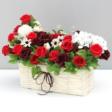 早晨香氣玫瑰香皂花束 混合花 大, 紅色