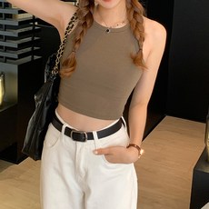 어썸풀 여성용 러프롤 크롭 민소매 티