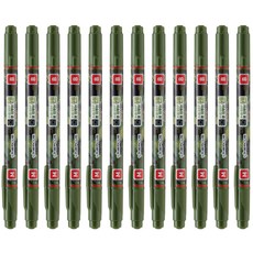 라인플러스 OHP펜 1mm 물펜MF 3.0mm 12p, 적색, 1개
