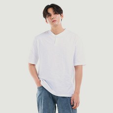 파이브엑스라지 남성용 통기성 빅사이즈 슬라브 반팔 헨리넥티