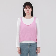 Elsso U領層次寬鬆無袖針織背心