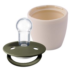 BIBS 디럭스 실리콘 쪽쪽이 + 아이벨류 실리콘 화분캡 세트, 0~36개월, 믹스 헌터그린(쪽쪽이), 아이보리(화분캡)