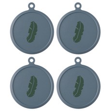 플라이토 실리콘 행잉 프린팅 원형 컵받침 10cm, 바나나잎 마린블루, 4개