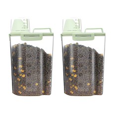 Mondspot寵物彩色量杯飼料儲存桶 YT_RB265 2入, 2.5L, 綠色，綠色