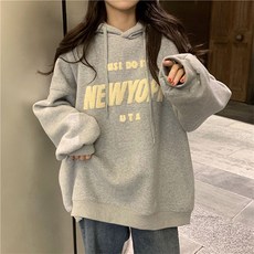 NEWYORK 폼폼 레터링 루즈핏 임산부 후드티
