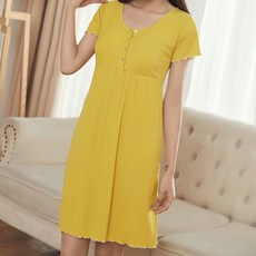 스타 스레드 라운드넥 수유 임부 잠옷 원피스