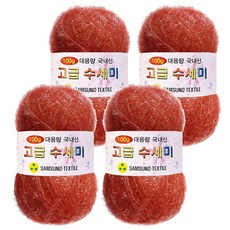 yarna 100g 대용량 고급수세미 뜨개실 4p + A인쇄도안 8종 세트, 182 코랄브릭, 1세트