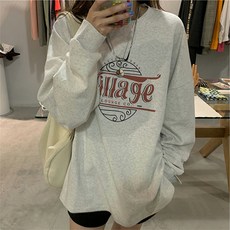 마이 빌리지 로고 루즈핏 임산부 긴소매 티셔츠 맨투맨