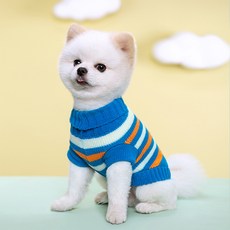 아티펫 반려동물 줄무늬 탄성 니트 스웨터, 블루스트라이프, 1개