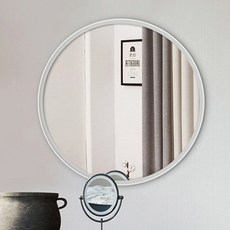 위미러 리비아 화이트 프레임 인테리어 욕실 화장대 벽걸이 원형거울 중형
