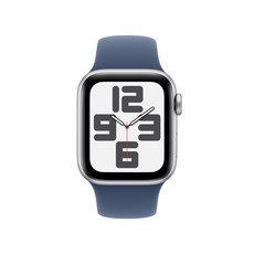 Apple 정품 2024 애플워치 SE 2세대 알루미늄 케이스, 40mm, GPS, 실버 / 데님 스포츠 밴드, S/M