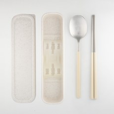 DALPAENGI LIVING Cuisine de maman純粹無噪音便攜式餐具組, 1套, 勺子+筷子+箱子, 乳白色