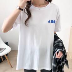 퓨어리스트 도형 기하학 임산부 반소매 수유 티셔츠
