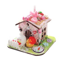 2Youngdesign Molang DIY 紙板小夜燈 Set, 可愛DIY小夜燈 餅乾屋外觀 附可愛裝飾品, 混合顏色, 1組