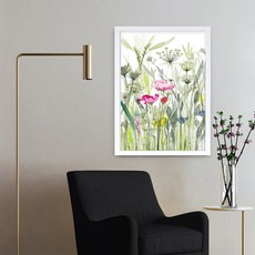 마벨인홈 인테리어 꽃그림 수채화 B 우드액자 포스터 세트, 화이트