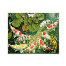 아디코 DIY 보석십자수 연못의 비단잉어 50 x 40 cm BEE18, 혼합색상, 1개