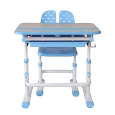 루나랩 어린이 높이 각도 조절 책상 + 의자 세트, 블루