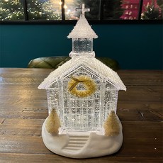 聖誕節聖誕紅白色水晶教堂水球音樂盒 27cm, 1個, 混色，27cm