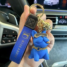 도림 선글라스 불독 자동차 키링, 블루, 1개