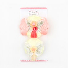 CHENNY BONGBONG 花朵蝴蝶結造型韓服髮夾 2入