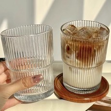 잇어스 플리츠 스택 유리컵 450ml, 2개 2개