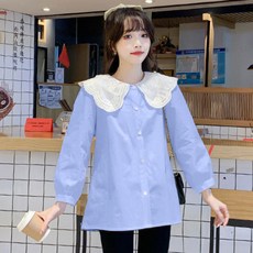 임산부 인형카라 셔츠 긴팔 수유복