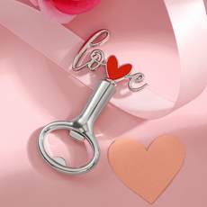 微笑的Valentine's Day LOVE開瓶器, 銀紅色, 1個