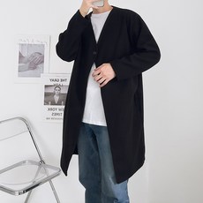 플레이즈 남성용 브이넥 원버튼 롱 가디건