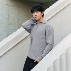 마인드브릿지 남성용 두굿 케이블 하프집업 세미오버 니트 MYKT2101