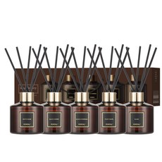 KUNDAL 昆黛爾 家用淨化空氣香薰擴香瓶 200ml x 5, Black Cherry + Fuzzy Navel + Acacia Moringa + Blanc + White Musk, 1組
