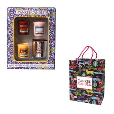 YANKee CANDLe 香氛蠟燭禮物組, 香氛蠟燭，49克x3個 + 銀色大樹燭杯 1個 + 禮物袋, 款式隨機