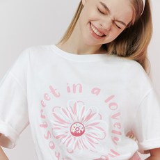 제로스트릿 여성용 플라워 반팔 티셔츠