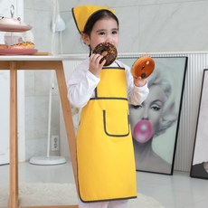 베베슈에뜨 아동용 사각 모던 미술 면 앞치마 두건 세트