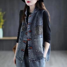 immong 女款水洗牛仔翻領Kuning背心