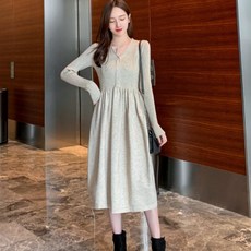 겟잇블루 임산부 출산외출복 V넥 긴팔 스웨터 수유원피스