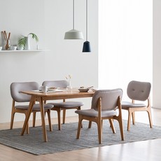 레이디가구 스칸딕 패밀리 고무나무 원목 4인용 1600 와이드형 식탁 + 의자 4p 세트 방문설치, 내추럴 +