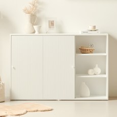 룸앤디 스르륵 감각 템바보드 오픈형 LPM 목재 슬라이딩 수납장 일반형 1200 방문설치, 화이트