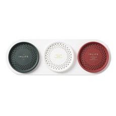 북유럽풍 규조토 컵받침 3구, 녹색 + 화이트 + 레드