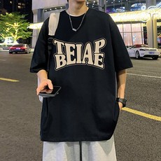 남성용 피움 타이포그래픽 오버핏 반팔 티셔츠