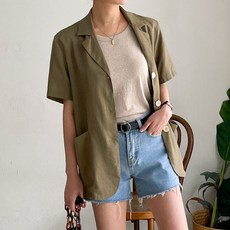 여성린넨반팔자켓